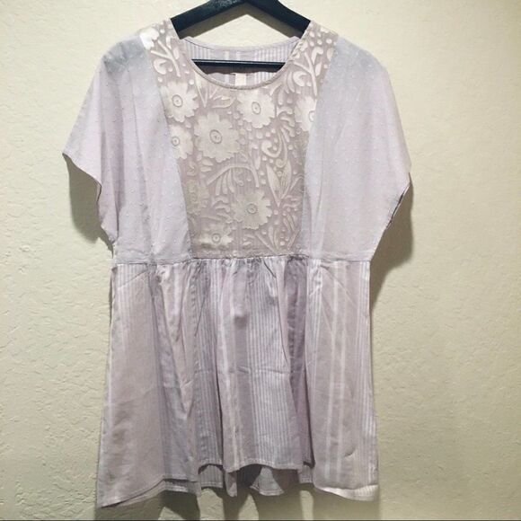 LOGO Lavish Floral Empire waist top Blush Pink 0XS - Picture 2 of 8